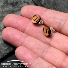 Load image into Gallery viewer, Custom No 1 Earrings Wood Initial Personalized Stud Earrings
