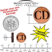 Load image into Gallery viewer, Custom No 1 Earrings Wood Initial Personalized Stud Earrings
