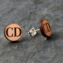Load image into Gallery viewer, Custom No 1 Earrings Wood Initial Personalized Stud Earrings
