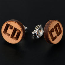 Load image into Gallery viewer, Custom No 2 Earrings Wood Initial Personalized Stud Earrings
