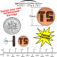 Load image into Gallery viewer, Custom No 2 Earrings Wood Initial Personalized Stud Earrings
