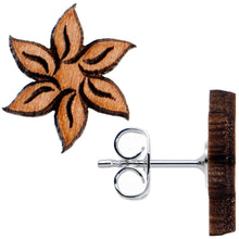 Load image into Gallery viewer, Natural Maple Wood Blooming Flowers Stud Earrings
