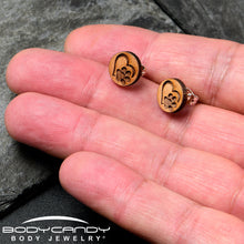 Load image into Gallery viewer, Natural Maple Wood Heart Paw Print Stud Earrings
