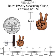 Load image into Gallery viewer, Natural Maple Wood Peace Sign Fingers Stud Earrings
