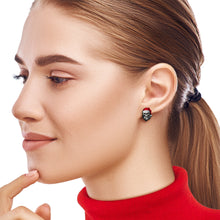 Load image into Gallery viewer, Handmade Wooden Skeleton Claus Holiday Christmas Stud Earrings by Onyx O
