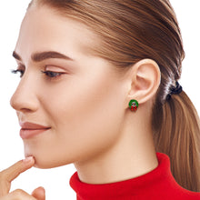 Load image into Gallery viewer, Handmade Wooden Vampire Wreath Holiday Christmas Stud Earrings by Onyx O

