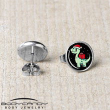 Load image into Gallery viewer, Christmas Holiday Dinosaur Stud Earrings by Onyx O
