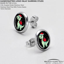 Load image into Gallery viewer, Christmas Holiday Dinosaur Stud Earrings by Onyx O
