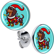 Load image into Gallery viewer, Christmas Holiday Weiner Dog Stud Earrings by Onyx O

