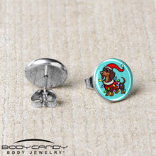 Load image into Gallery viewer, Christmas Holiday Weiner Dog Stud Earrings by Onyx O
