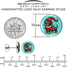 Load image into Gallery viewer, Christmas Holiday Weiner Dog Stud Earrings by Onyx O
