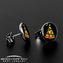 Load image into Gallery viewer, Christmas Holiday Pizza Tree Stud Earrings by Onyx O
