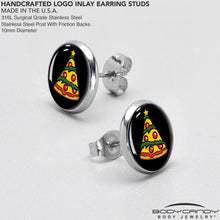 Load image into Gallery viewer, Christmas Holiday Pizza Tree Stud Earrings by Onyx O

