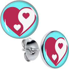 Load image into Gallery viewer, Love Yin Yang Heart Stud Earrings by Onyx O
