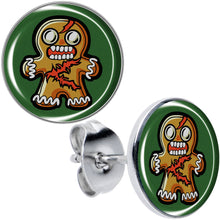 Load image into Gallery viewer, Christmas Holiday Zombie Gingergread Man Stud Earrings by Onyx O
