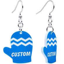 Load image into Gallery viewer, Custom Holiday Mittens Personalized Dangle Earrings
