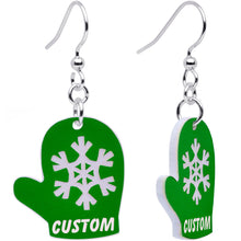 Load image into Gallery viewer, Custom Holiday Mittens Personalized Dangle Earrings
