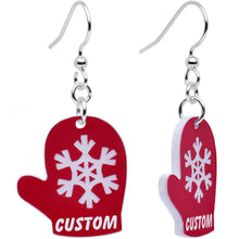 Load image into Gallery viewer, Custom Holiday Mittens Personalized Dangle Earrings
