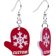 Load image into Gallery viewer, Custom Holiday Mittens Personalized Dangle Earrings
