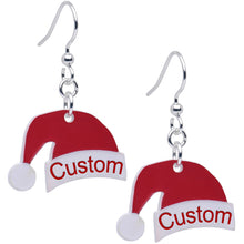 Load image into Gallery viewer, Custom Santa Hat Personalized Fishhook Dangle Earrings
