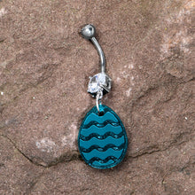 Load image into Gallery viewer, Clear Gem Festive Easter Decorated Egg Dangle Belly Ring
