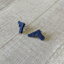 Load image into Gallery viewer, Blue Glitter Gun Stud Earrings Set
