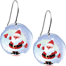 Load image into Gallery viewer, Winter Holiday Snow Globe Christmas Santa Claus Dangle Earrings
