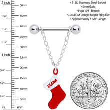 Load image into Gallery viewer, Handcrafted Custom Stocking Personalized Holiday Christmas Stocking Nipple Ring Set
