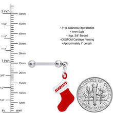 Load image into Gallery viewer, Custom Personalized Holiday Christmas Stocking Dangle Cartilage Earring
