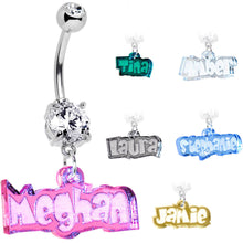 Load image into Gallery viewer, Custom Clear Gem Acrylic Lucite Name Dangle Belly Ring
