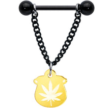 Load image into Gallery viewer, 14G 1/2 Pot o Gold Pot Leaf St Patricks Dangle Nipple Ring Set
