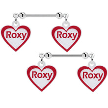 Load image into Gallery viewer, Custom Red White Heart Double Personalized Name Dangle Nipple Ring Set

