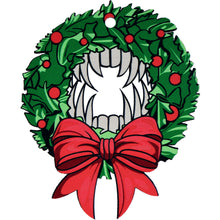 Load image into Gallery viewer, Wood Holiday Vampire Wreath Christmas Ornament

