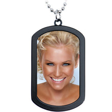 Load image into Gallery viewer, Personalized Black Dog Tag Photo Pendant Necklace
