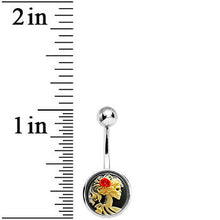 Load image into Gallery viewer, Red Rose Flower Skeleton Cameo Belly Ring
