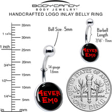 Load image into Gallery viewer, Black Red 4 Ever Emo Belly Ring by Onyx O
