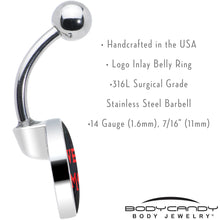 Load image into Gallery viewer, Black Red 4 Ever Emo Belly Ring by Onyx O
