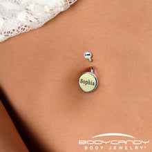 Load image into Gallery viewer, Custom Glow in the Dark Personalized Name Dangle Belly Ring

