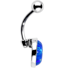 Load image into Gallery viewer, All About Blue Aqua Synthetic Opal Stainless Steel Bottom Mount Belly Ring

