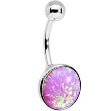 Load image into Gallery viewer, Party Pink Synthetic Opal Stainless Steel Bottom Mount Belly Ring
