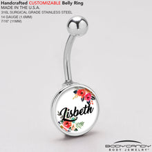 Load image into Gallery viewer, Custom Floral Personalized Name Belly Ring
