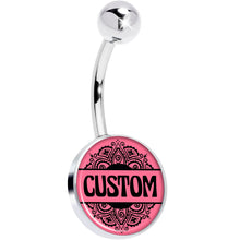 Load image into Gallery viewer, Custom Pink Mandala Personalized Name Belly Ring
