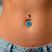 Load image into Gallery viewer, Custom Teal Mandala Personalized Name Belly Ring
