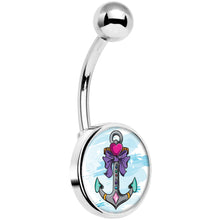 Load image into Gallery viewer, Girly Girl Love Heart Nautical Anchor Belly Ring
