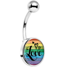 Load image into Gallery viewer, Rainbow Wooden Love Pride Flag Belly Ring
