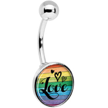 Load image into Gallery viewer, Rainbow Wooden Love Pride Flag Belly Ring
