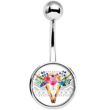 Load image into Gallery viewer, Watercolor Flower Animal Skull Belly Ring
