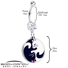 Load image into Gallery viewer, Double Gem Yin Yang Cat Dangle Belly Ring by Onyx O
