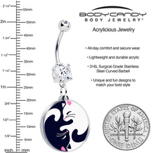 Load image into Gallery viewer, Double Gem Yin Yang Cat Dangle Belly Ring by Onyx O

