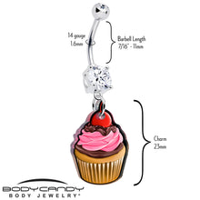 Load image into Gallery viewer, Double Gem Valentine Cupcake Dangle Belly Ring by Onyx O
